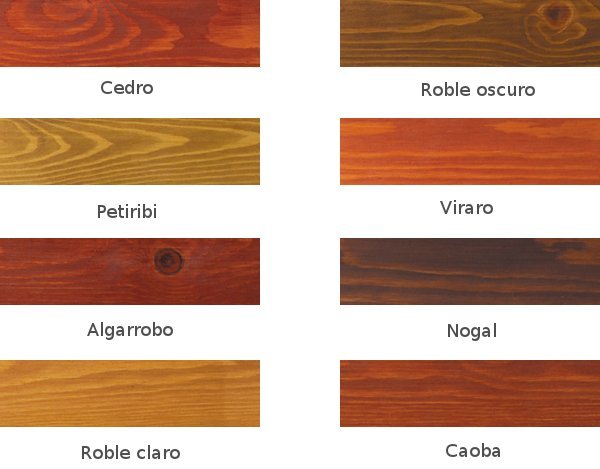 Colores comunes de tintes para madera